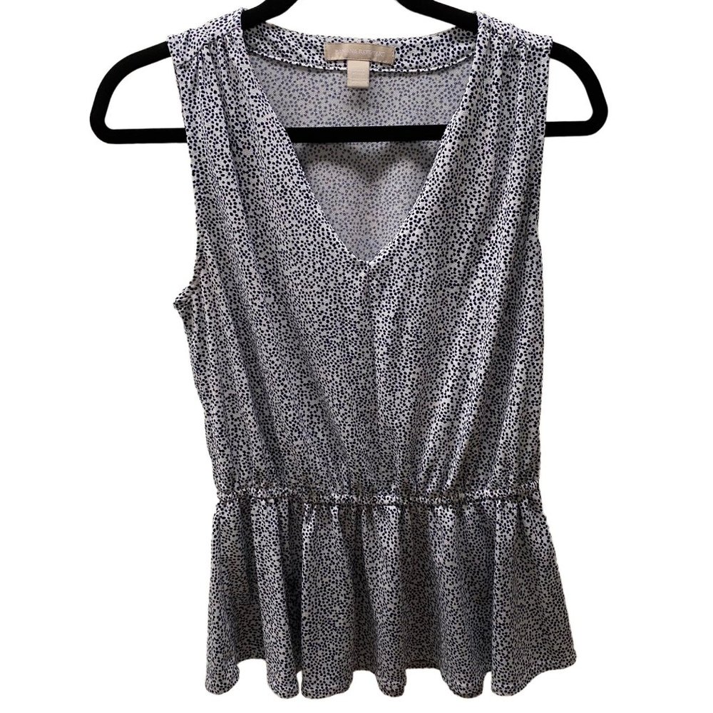 Banana Republic size S black and white dot sleeveless blouse with cinched waist